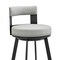 Armen Living Lynof Swivel Counter Stool in Black Metal with Light Gray Faux Leather 840254335431 - alternate 2